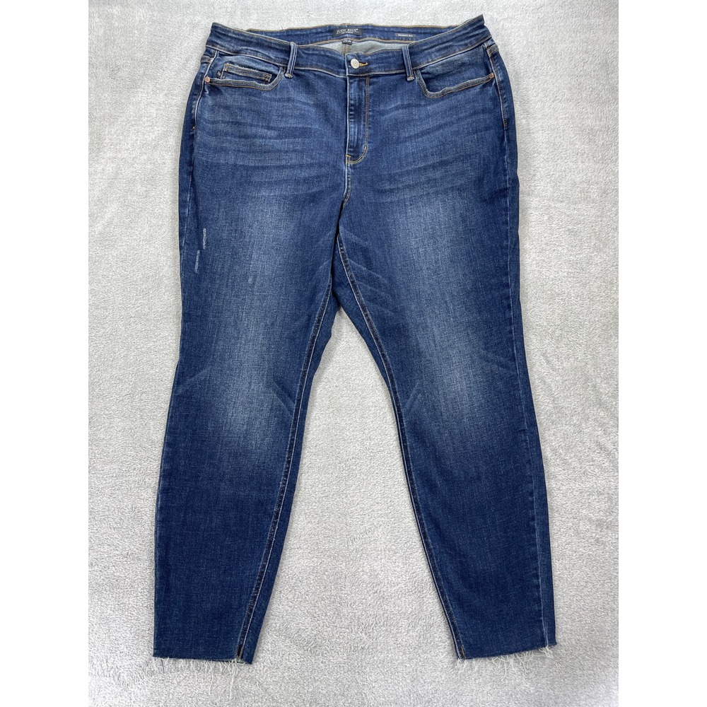 Judy Blue Jeans Women 22W Blue Skinny Fit Raw Hem Stretch Denim